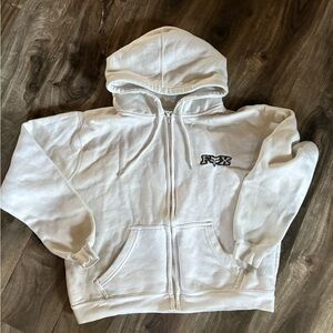 Fox White Full-Zip Hoodie with Small Chest Logo